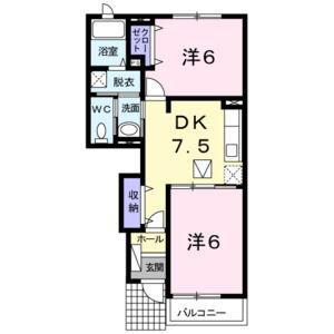 2DK 間取り図
