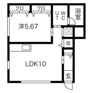 1LDK 間取り図