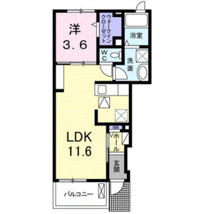 1LDK 間取り図