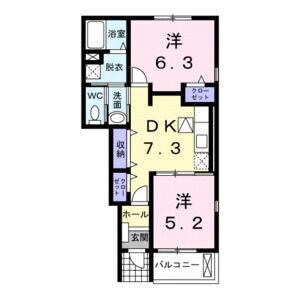 2DK 間取り図