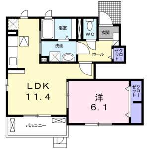 1LDK 間取り図