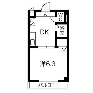 1DK 間取り図