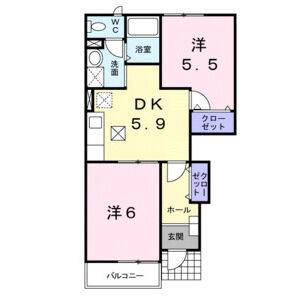 2DK 間取り図