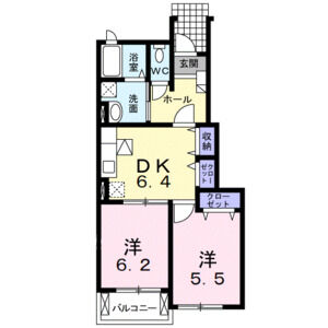 2DK 間取り図