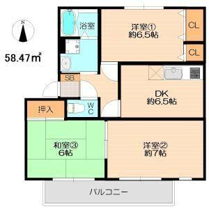 3DK 間取り図