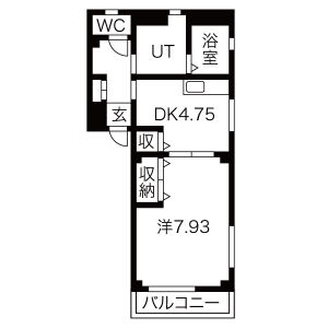 1DK 間取り図
