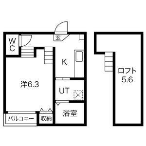 1K 間取り図