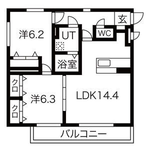 2LDK 間取り図