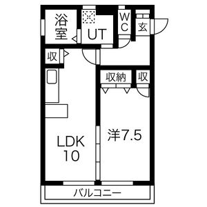 1LDK 間取り図
