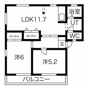 2LDK 間取り図