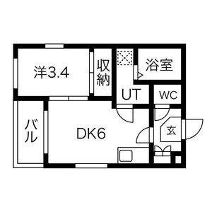1DK 間取り図