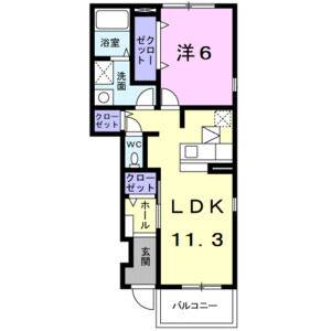 1LDK 間取り図