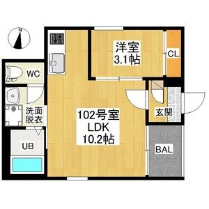 1LDK 間取り図