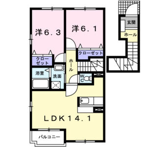 2LDK 間取り図
