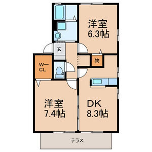 2DK 間取り図