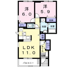 2LDK 間取り図