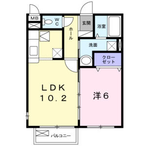 1LDK 間取り図