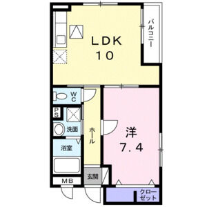 1LDK 間取り図