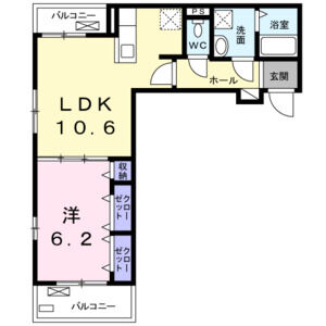 1LDK 間取り図