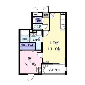 1LDK 間取り図