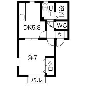 1DK 間取り図