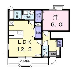 1LDK 間取り図