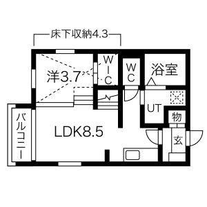 1LDK 間取り図