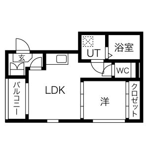 1DK 間取り図