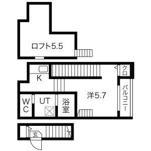 1K 間取り図