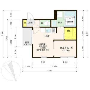 1DK 間取り図