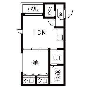 1DK 間取り図
