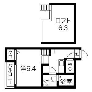 1K 間取り図