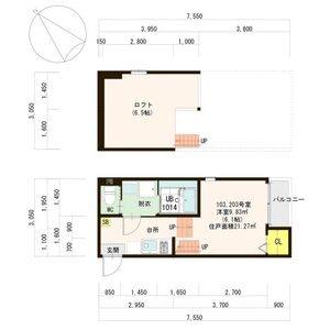 1K 間取り図