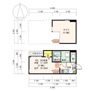 1K 間取り図