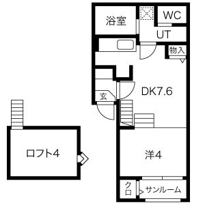 1DK 間取り図