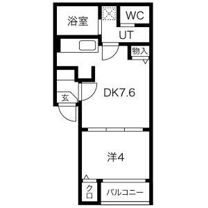 1DK 間取り図