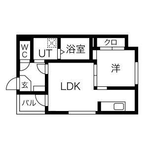 1LDK 間取り図