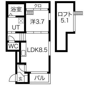 1LDK 間取り図