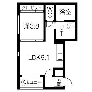1LDK 間取り図