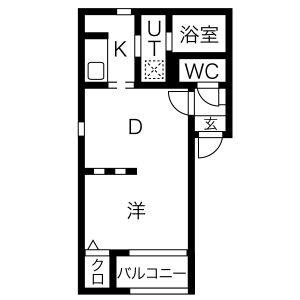 1DK 間取り図