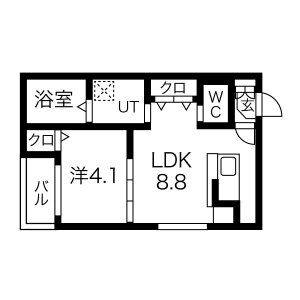 1LDK 間取り図