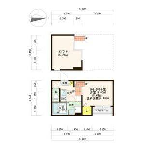 1K 間取り図
