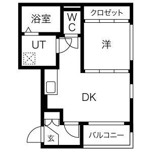 1DK 間取り図