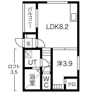 1LDK 間取り図