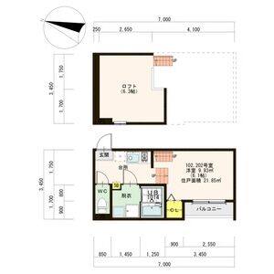 1K 間取り図