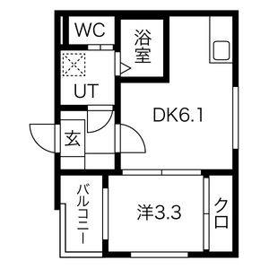 1DK 間取り図
