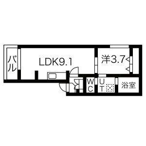1LDK 間取り図