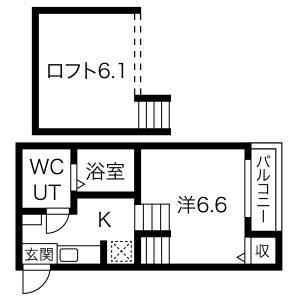 1K 間取り図