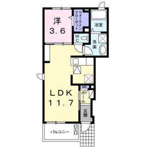 1LDK 間取り図
