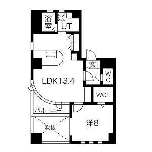 1LDK 間取り図